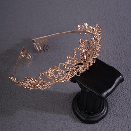 Wekicici Tiara de cristal, diadema de princesa, corona de diamantes de imitación con peines, diadema de novia, novia, novia, graduación, fiesta de cumpleaños, accesorios para el cabello para mujeres y niñas (estilo 17)