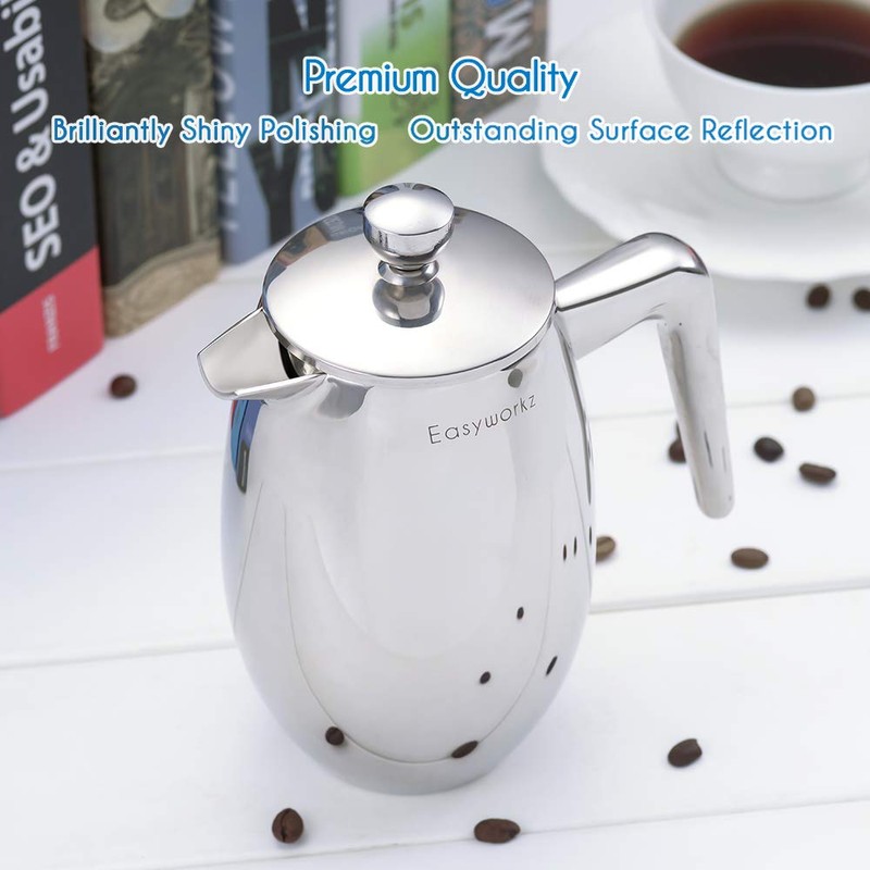 Easyworkz Nando French Press 34 oz Double Wall Insulated Thermal