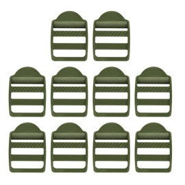 SUIKIHUM 10 Pack Plastic Ladder Slider, 1" (25mm) Backpack Buckle Tri-Glides Clip, Adjustable Lock Buckle for Strap, Army Green