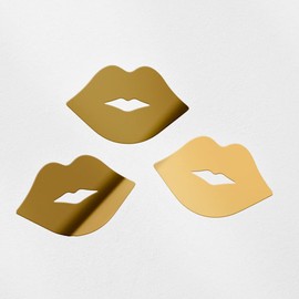 Decal Stickers of Lips Kiss Pattern Couple (Metallic Gold) (Set of 2) Luxury Weatherproof Vinyl Decal Stickers for Laptop Desktop Smartphone Car Dirt Bike Wall Room Mason - BICVER1014192GOW19Y24