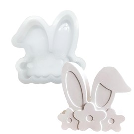 Qzinxja Rabbit Ear Flower Candle Molds Epoxy Resin Molds Easter Silicone Molds Bunny Ear Soap Molds Floral Bunny Silicone Mold Chocolate Molds 3D Rabbit Resin Mold Easter Decorations Home Room Decor