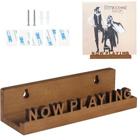 Now Playing Vinyl Record Stand, 12” Vinyl Record Wall Mount Pinewood Vinyl Record Holder, Wall Mount with 2 Mounting Options Shelf Walnut Stain Finis Display