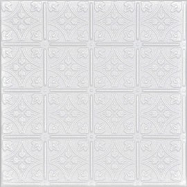 A la Maison Ceilings R125 Emma's Flowers Foam Glue-up Ceiling Tile (21.6 sq. ft./Case), Pack of 8, White