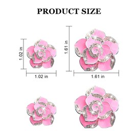 Osilly Bling Car Air Vent Clips, 4PCS/2Set Flower Rhinestone Vehicle Air Outlet Clamp, Sparkly Diamond Automotive Interior Vent Clip Charm Decor Accessories, Universal for SUV Truck RV (Pink)