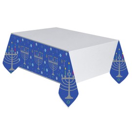 Amscan 572199 Eight Happy Nights Hanukkah Plastic Table Cover, 54" x 102" 1 ct