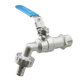 Fittingstore - Ball Outlet Valve Stainless Steel V4A - PN 16 - Ball Valve Tap Compressed Air - G 1/2 Inch - G 3/4 Inch - G 1 Inch - Garden Valves (G 1 Inch)