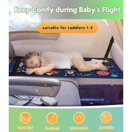 Toddler Airplane Bed for Toddler - 30×17in, Cute Cartoon Airplane Seat Extender for Kids, Portable Travel Bed for Airplane, Travel Essentials for Kids, Baby Travel Footrest for Plane Flying for 1-3