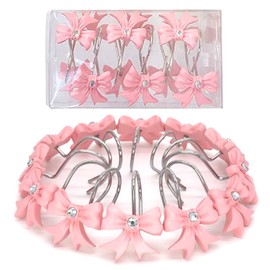 Could Spark 12pcs Pink Shower Curtain Hooks Stainless Steel Shower Hooks Bow Shower Rings for Wife Girly Room Decor for Bathroom Bedroom Baby Room Living Room (Pink)