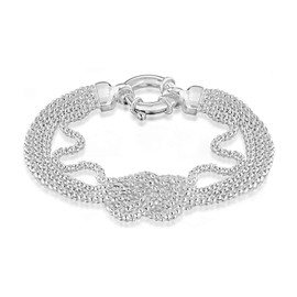 Tuscany Silver Four Strand Popcorn Knot Large Ring Bracelet of 20 cm/8-inch