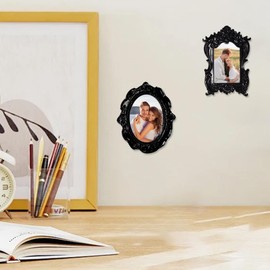 Decorative Picture Frames, 5Pcs Photo Frame, 5 Size Black Vintage Picture Frames, Gothic Resin for Home, Vintage