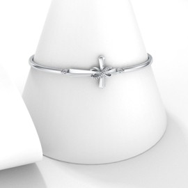 LWXIE Diamond Cross Bracelet for Women 925 Sterling Silver Sideways Cross Bracelets Infinity Religious Jewelry Gifts for Her Wife Mom