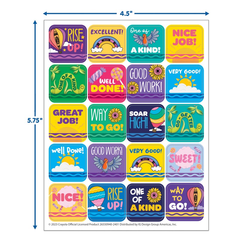 Eureka Crayola Colors of Kindness Stickers for Kids and Teachers,