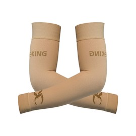 KEKING - Mangas de compresión médica (par), 15 – 20 mmHg, soporte de brazo de compresión graduada, sin puntos de silicona, recuperación postoperatoria, alivio del dolor, hinchazón, linfedema, lipedema, edema, beige M