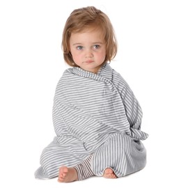 Nozone Baby Blanket, Sun Protective, Soft Bamboo, UPF 30 in White/Grey Stripe