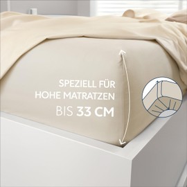 Dreamzie Fitted Sheet, 90 x 200 cm, 100% Microfibre, Bed Sheet with Elastic Band for Thick Mattresses up to 30 cm Deep, Tested for Harmful Substances (OEKO-TEX), Beige