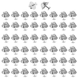 50 pcs Butterfly Clutch with Pin Backs Metal Pin Backings Backs Locking Pin Keepers Clasp Metal Pin Backs for Jewlery Making Crafts Making Lapel Pins Pin Backs Tie Tacks