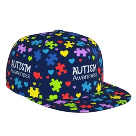 Autism Awareness Flat Bill Baseball Cap - Adjustable Snapback Hats for Women & Men