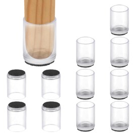 PATIKIL Chair Leg Floor Protector for Hardwood Floors, 12 Pcs Round PVC Felt Fit 0.55" Furniture Leg Cap Furniture Feet Cover Furniture Feet Carpet Small Slider, Transparent