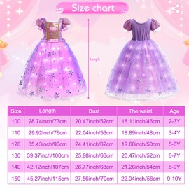 Discoball Rapunzel Princess Costumes for Girls Rapunzel Dress Up Girls Fancy Dress for Kids Party Birthday Pageant Christmas Costume