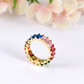 OIDEA Men's Ring with Stainless Steel Cubic Zirconia: Silver Men's Ring Hip Pop White Zircon Gift for Men Unisex Size (16.6), Copper Metal, Cubic Zirconia