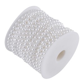 25 m Roll Double Cotton Line, Pearl Garland, Cotton Line, Pearl Garland, Pearl Trim, Imitation Semicircular Beads, Pearl Necklace, Garland for Wedding (Pure White)
