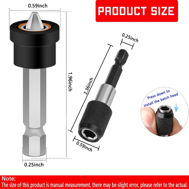 5pcs Premium Magnetic Drywall Screw Setter - PH2 Bits for