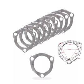 Yitoking 10-Pack Exhaust Gasket, 2.5 Inch 3-Bolt Flange, High Temperature Graphite with Steel Reinforcement