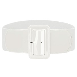 VONMELLI Wide Women's Belt Elastic Vintage Stretchy Belt for Women Fashionable Belt for Women's Dresses White Fits Waist Size 86-100 cm, White