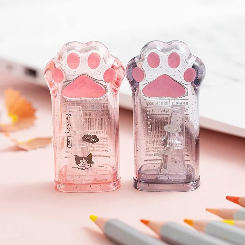 Cute Pink Cat Paw Pencil Sharpener Kawaii School Supplies Student