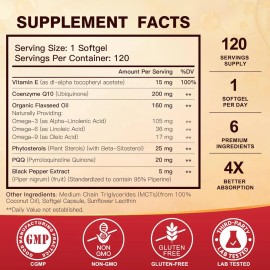 Coq10 200mg Con 120 Softgels Salud Corazon Hecho En Usa