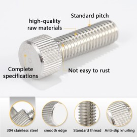 CONPHERON Knurled Screws Stainless Steel Flat Knurled Head Screws Thumb Screws M3 x 16 mm Pack of 6