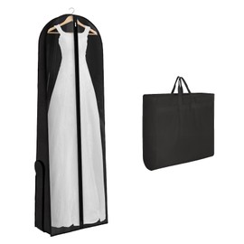 Syeeiex 72" Portable Wedding Dress Garment Bag with Carry Handle,Long Bridal Dress Bags for Gowns,12'' Gusseted Long Garment Bags with 2 PVC Accessory Pockets for Travel