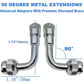 Valve Stem Extenders,45 Degree 90 Degree 135 Degree Schrader Tire Valve Extension Compatible for Dual Wheels Passenger Cars, RV, Stroller, Bicycles, Motorcycles and Trailers (2 Pack 90 Degree)