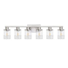 YYT 6-Light Bathroom Vanity Light Brushed Nicekl 6 Light Vanity Lights for Bathroom Light Fixtures Brushed Nicekl with Clear Glass Shade E26 Scoket