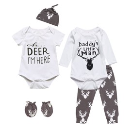 bakjuno Baby Boy Deer Outfit Mommy's New Man Clothes Daddy's Hunting Buddy Pant Set
