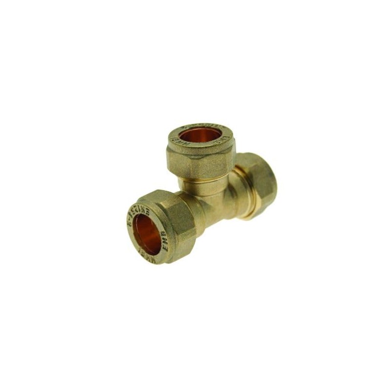 hep® 15mm Brass Compression Tee for Copper, Plastic Pipe WRAS