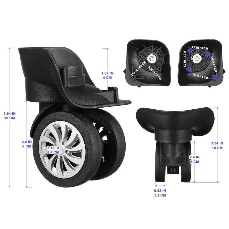 Travel Suitcase Wheels, 4 Pieces 360 Degree Rotating Luggage Wear-Resistant