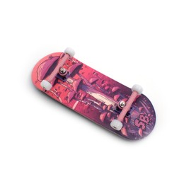 SPITBOARDS 36 x 96 mm Wood Fingerboard Complete Set-Up, Pre Assembled, 5-Layer Wood, Pro Trucks with Lock Nuts, CNC Bearing Wheels, Real Wear Graphics, Lasered Foam Grip Tape, Pink Mushrooms