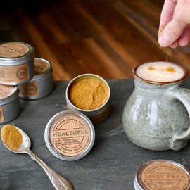 Coffee Dust - Healthful | Coffee Spice to Flavor Coffee and Tea | Featuring Cinnamon, Turmeric, Black Pepper, and Ginger | Ideal Gift for Coffee Lovers | No Sugar, No Artifical Flavors, 120 Servings