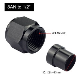 VehiMata 8AN Female Hardline Tube Nut & Sleeve Aluminum Fitting for 1/2" OD Alloy Tubing 2PCS