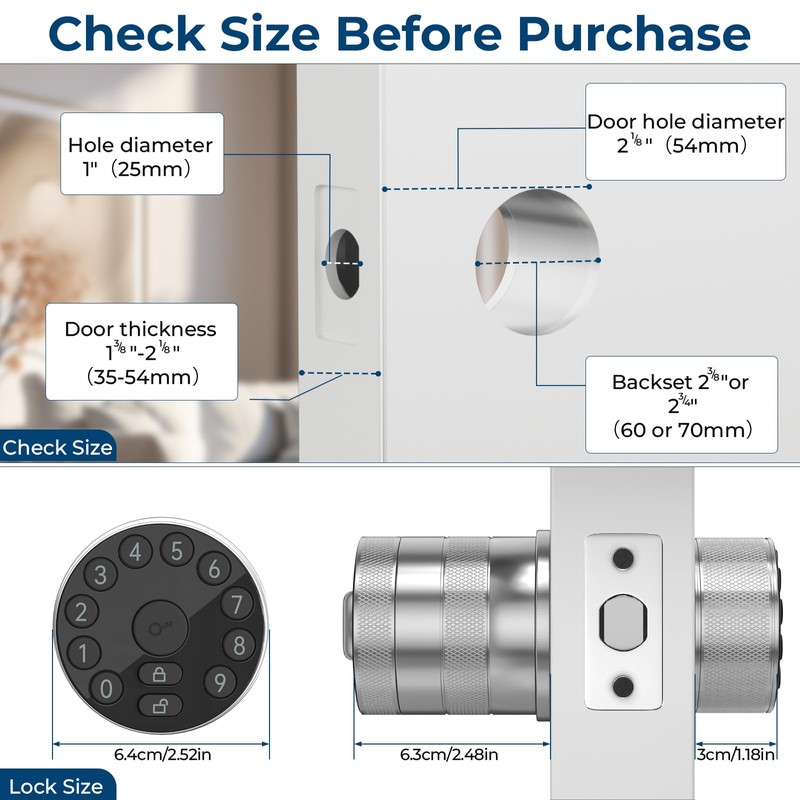 FITNATE Keypad Door Knob Lock, Electronic Door Knob with Keypad