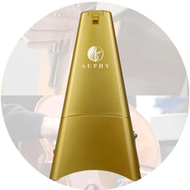 AUPHY Mechanical Metronome with Accent Bell, Classic Shape, Accurate Beat, Multiple Beat Modes, Suitable for Piano Guitar Drums Violin Saxophone etc(Matte Gold)
