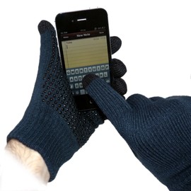 TouchAbility Grip Touchscreen Gloves (Navy Blue, Large)