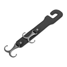 HEROFFIX 1 Stück für Geldbörsen und Taschen, Regenschirm usw. Auto Kopfstützenhaken Robuste Auto Rücksitz Organizer Haken Schwarzes Kunstleder Metall 25,3x5,2cm
