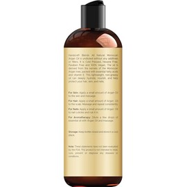 Handcraft Blends Aceite de argán marroquí - 8 onzas líquidas - 100% puro y natural - Aceite portador de primera calidad para piel y cabello - Cabello 