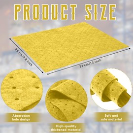 Hoolerry 100 Pcs Oil Absorbent Pads Weight Dimpled Pad Garage Accessories Water Absorbent Mat Oil Spill Mat for Absorbing Protecting Home Garage Basement (9.8 x 13 Inch,Yellow)