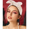 VELSCRUN 5 Pcs Khaki Puffy Sponge Spa Headband Bow Tie