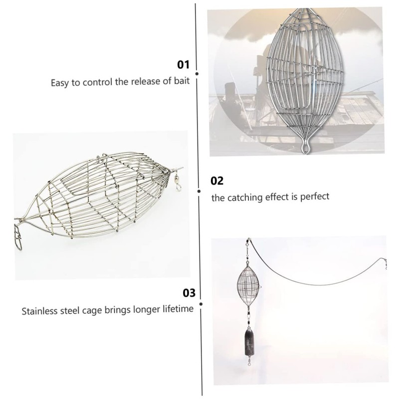 Kisangel Fishing Bait Trap Cage Lure Cage for Fishing Stainless
