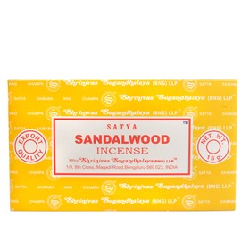 15g Satya Sandalwood Incense Sticks, Box of 12 Packets