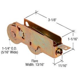 CRL 1-1/4" Tandem Steel Sliding Glass Door Roller With 11/16" Wide Housing for Louisana-Pacific Doors - Package